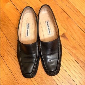 Manolo Blahnik Black Leather Loafers